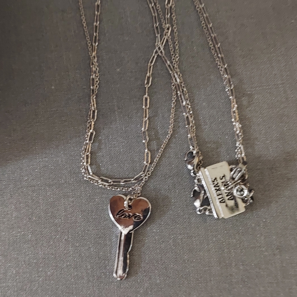 Alexa's Angels Two-in-One Key LOVE Double Silver Strand Necklace